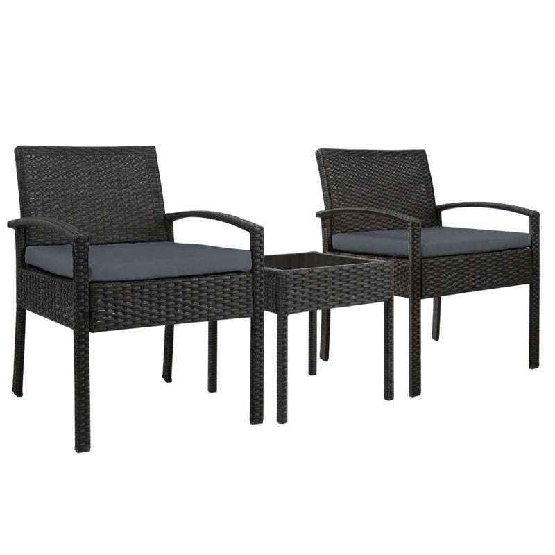 3 Piece Outdoor Set (Black) - Brand - Rivercity House & Home Co. (ABN 18 642 972 209) - Affordable Modern Furniture Australia