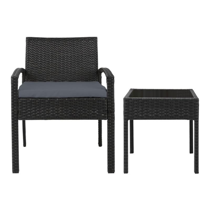 3 Piece Outdoor Set (Black) - Brand - Rivercity House & Home Co. (ABN 18 642 972 209) - Affordable Modern Furniture Australia