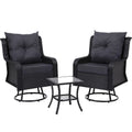 3 Piece Outdoor Swivel Chair Bistro Set
