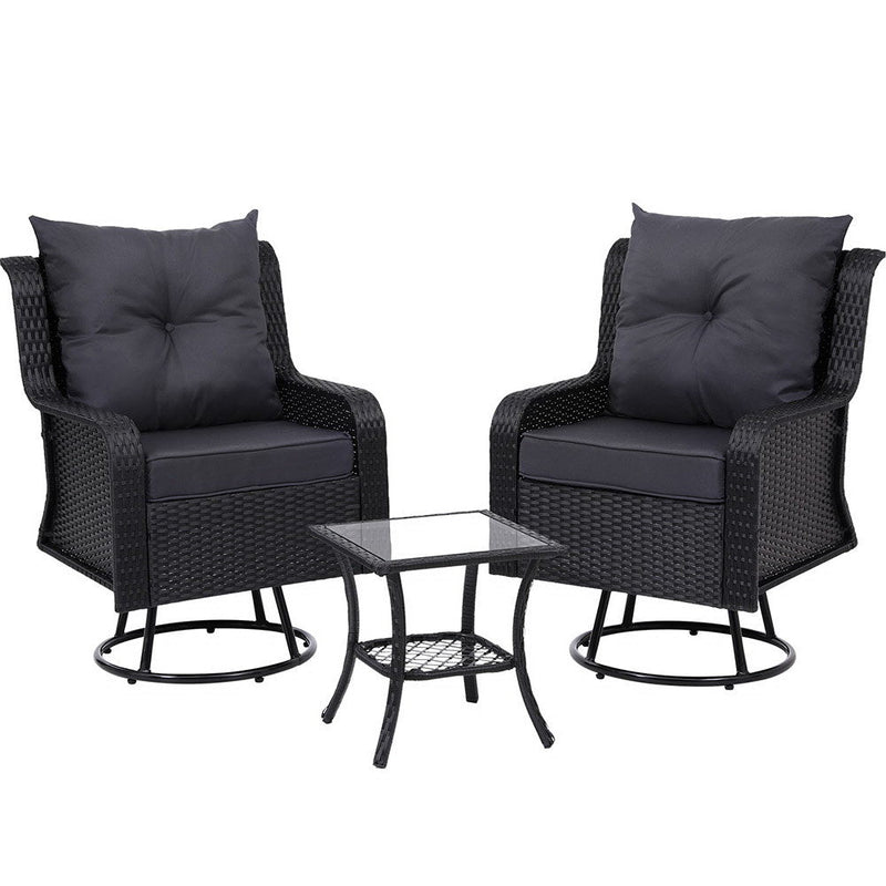 3 Piece Outdoor Swivel Chair Bistro Set - Furniture > Outdoor - Rivercity House & Home Co. (ABN 18 642 972 209) - Affordable Modern Furniture Australia