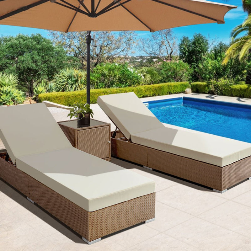 3 Piece Outdoor Wicker Lounge Set - Brown - Rivercity House & Home Co. (ABN 18 642 972 209) - Affordable Modern Furniture Australia