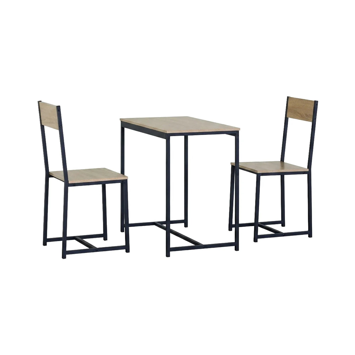 3-Piece Square Dining Table Set with 2 Chairs - Brown - Furniture > Dining > Kitchen & Dining Trolleys - Rivercity House & Home Co. (ABN 18 642 972 209) - Affordable Modern Furniture Australia