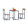 3-Piece Square Dining Table Set with 2 Chairs - Brown