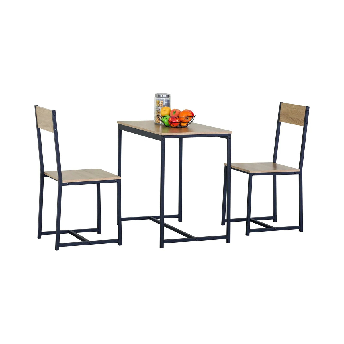3-Piece Square Dining Table Set with 2 Chairs - Brown - Furniture > Dining > Kitchen & Dining Trolleys - Rivercity House & Home Co. (ABN 18 642 972 209) - Affordable Modern Furniture Australia