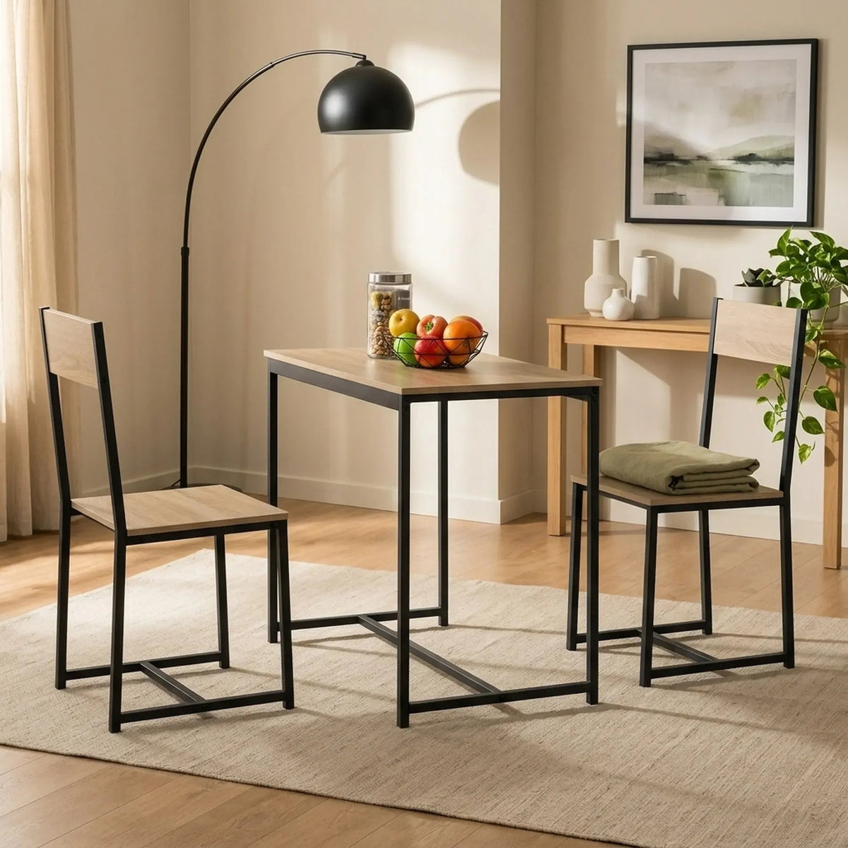 3-Piece Square Dining Table Set with 2 Chairs - Brown - Furniture > Dining > Kitchen & Dining Trolleys - Rivercity House & Home Co. (ABN 18 642 972 209) - Affordable Modern Furniture Australia