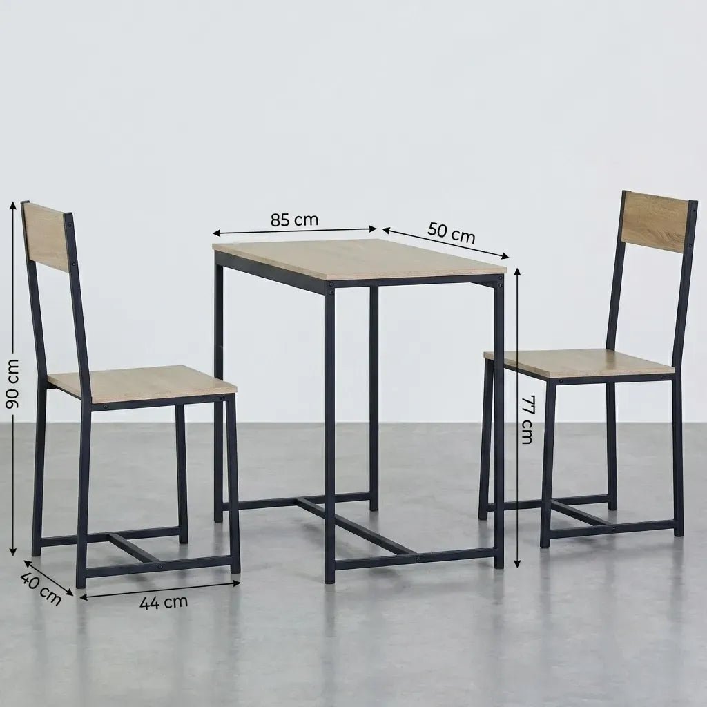 3-Piece Square Dining Table Set with 2 Chairs - Brown - Furniture > Dining > Kitchen & Dining Trolleys - Rivercity House & Home Co. (ABN 18 642 972 209) - Affordable Modern Furniture Australia
