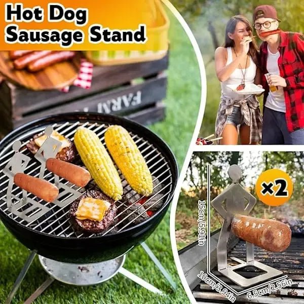 3 Piece Stainless Steel Sausage Grill Holder Set for BBQ Camping and Picnic - Home & Garden > BBQ > BBQ Tools - Rivercity House & Home Co. (ABN 18 642 972 209) - Affordable Modern Furniture Australia