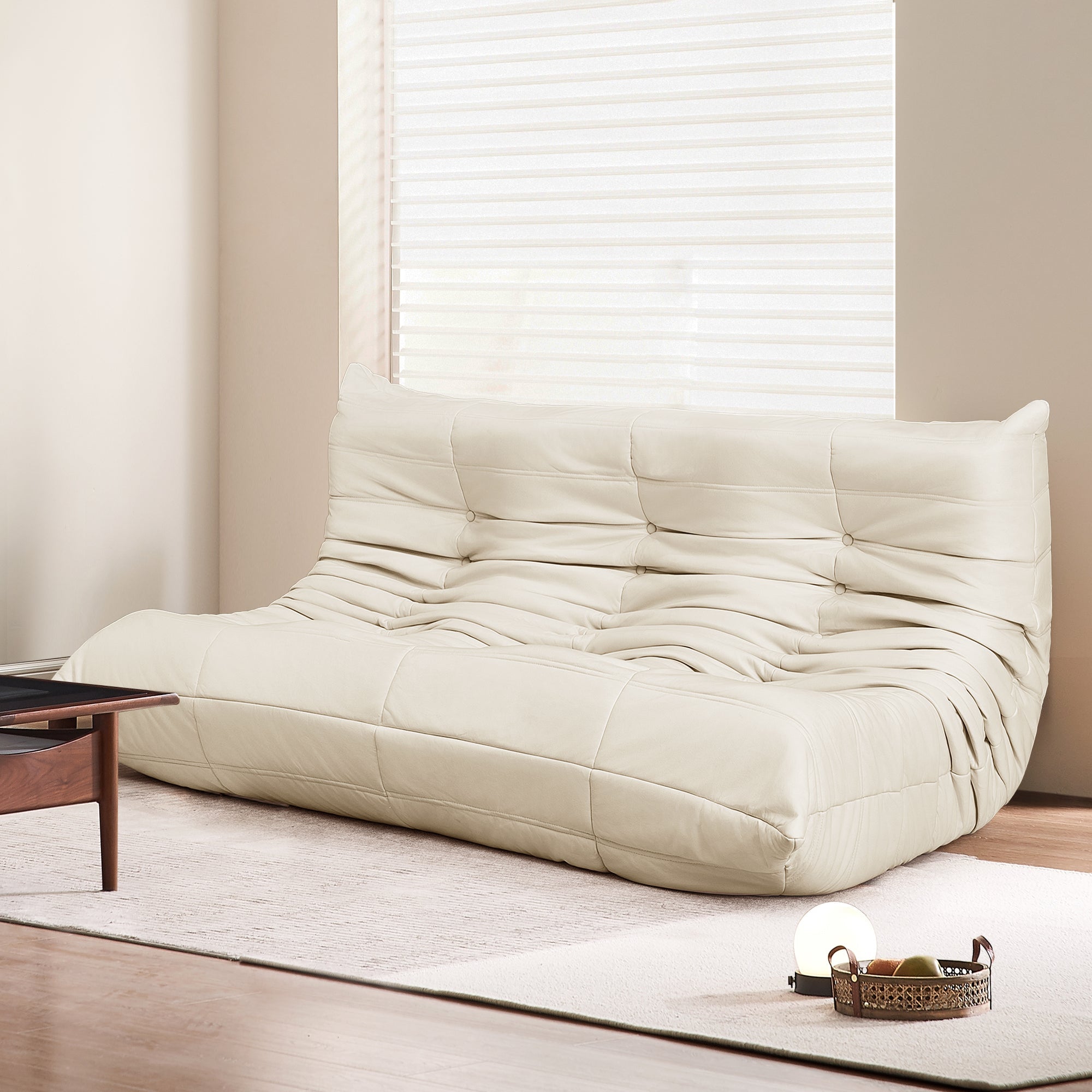 3 - Seater Caterpillar Floor Sofa Lounge - Beige - Rivercity House & Home Co. (ABN 18 642 972 209) - Affordable Modern Furniture Australia
