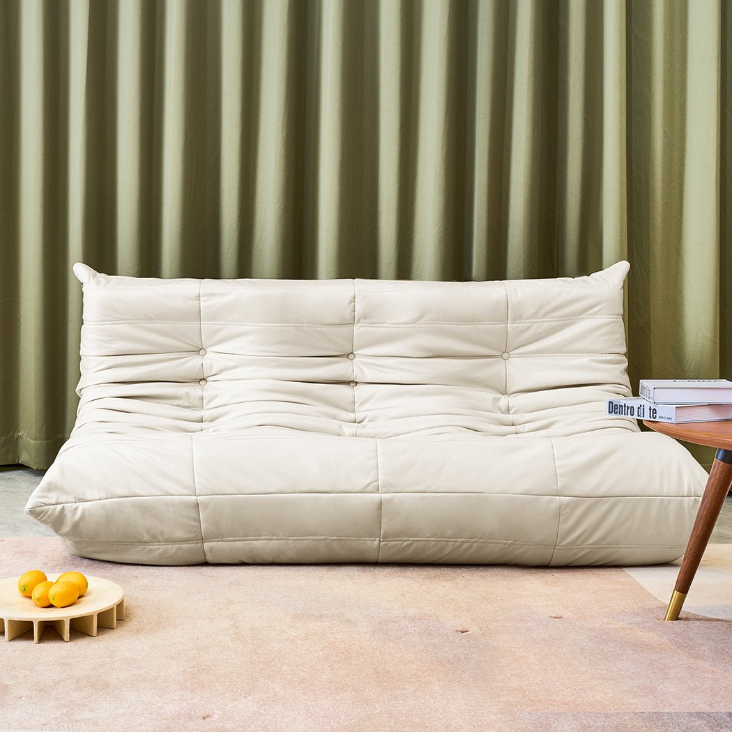 3 - Seater Caterpillar Floor Sofa Lounge - Beige - Rivercity House & Home Co. (ABN 18 642 972 209) - Affordable Modern Furniture Australia
