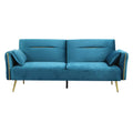 3-Seater Convertible Sofa Bed with Velvet Upholstery - Peacock Blue