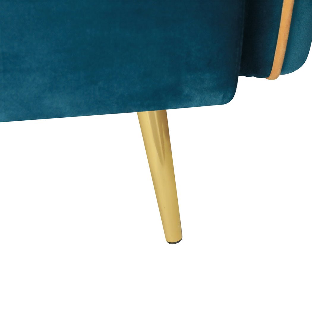 3 - Seater Convertible Sofa Bed with Velvet Upholstery - Peacock Blue - Rivercity House & Home Co. (ABN 18 642 972 209) - Affordable Modern Furniture Australia