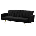 3-Seater Convertible Velvet Sofa Bed Recliner Lounge Sleeper - Black