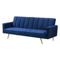 3-Seater Convertible Velvet Sofa Bed Recliner Lounge Sleeper - Blue