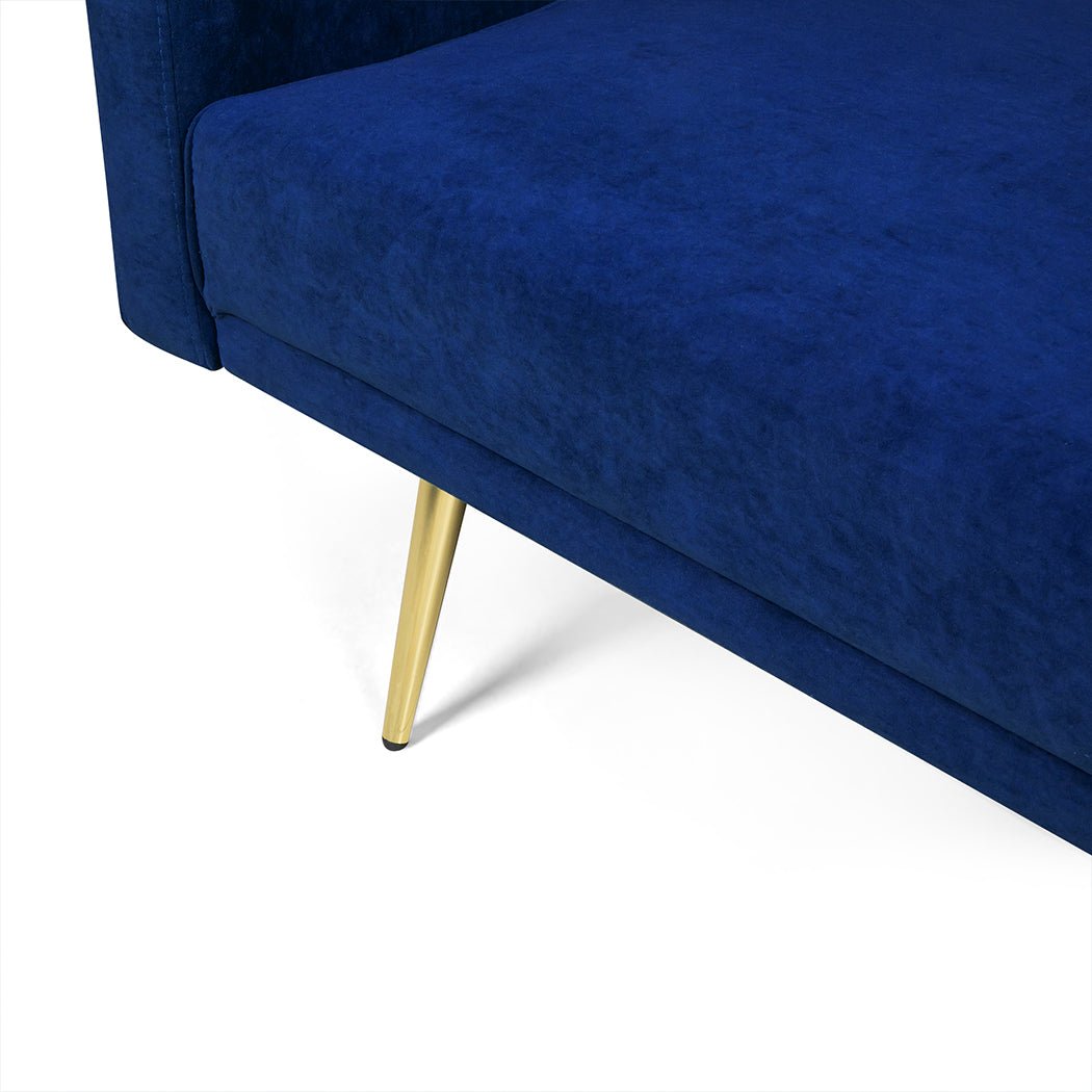 3 - Seater Convertible Velvet Sofa Bed Recliner Lounge Sleeper - Blue - Rivercity House & Home Co. (ABN 18 642 972 209) - Affordable Modern Furniture Australia