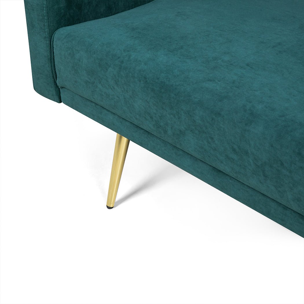 3 - Seater Convertible Velvet Sofa Bed Recliner Lounge Sleeper - Green - Rivercity House & Home Co. (ABN 18 642 972 209) - Affordable Modern Furniture Australia