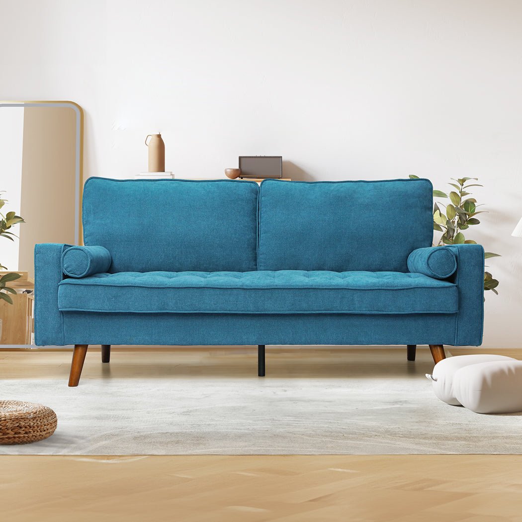 3 - Seater Fabric Sofa Armchair 191cm Wide - Blue - Rivercity House & Home Co. (ABN 18 642 972 209) - Affordable Modern Furniture Australia