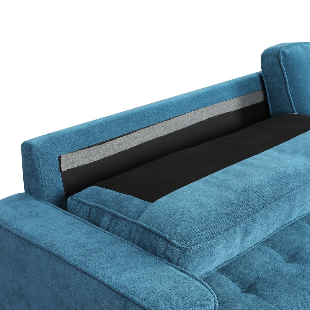 3 - Seater Fabric Sofa Armchair 191cm Wide - Blue - Rivercity House & Home Co. (ABN 18 642 972 209) - Affordable Modern Furniture Australia