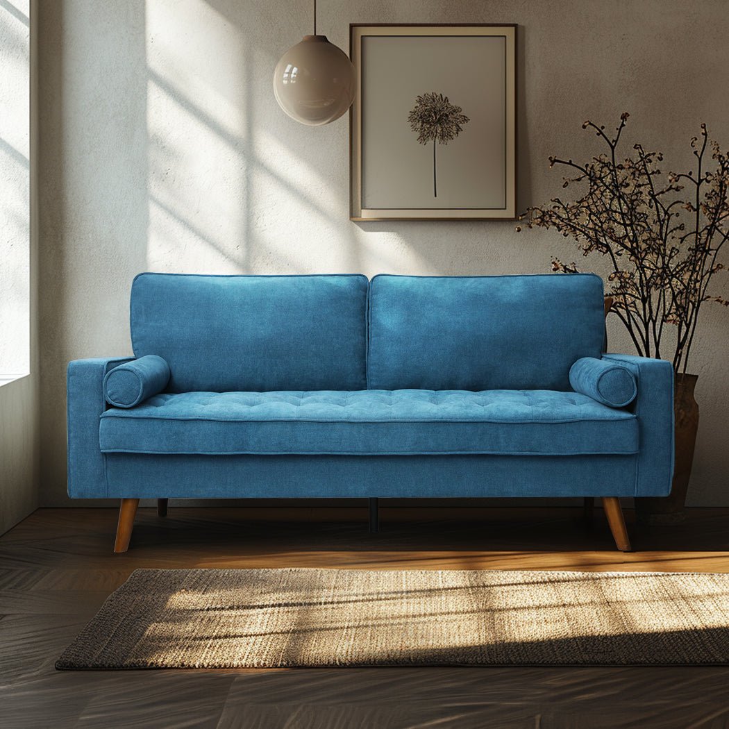 3 - Seater Fabric Sofa Armchair 191cm Wide - Blue - Rivercity House & Home Co. (ABN 18 642 972 209) - Affordable Modern Furniture Australia