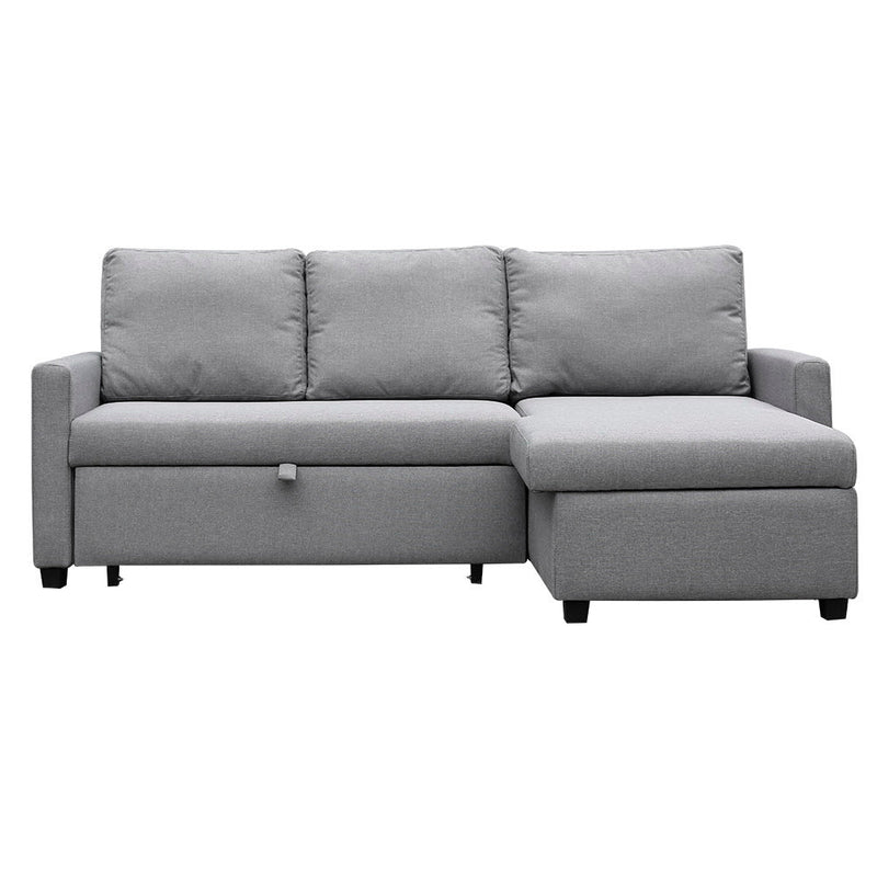 3 Seater Fabric Sofa Bed with Storage - Grey - Furniture > Sofas - Rivercity House & Home Co. (ABN 18 642 972 209) - Affordable Modern Furniture Australia