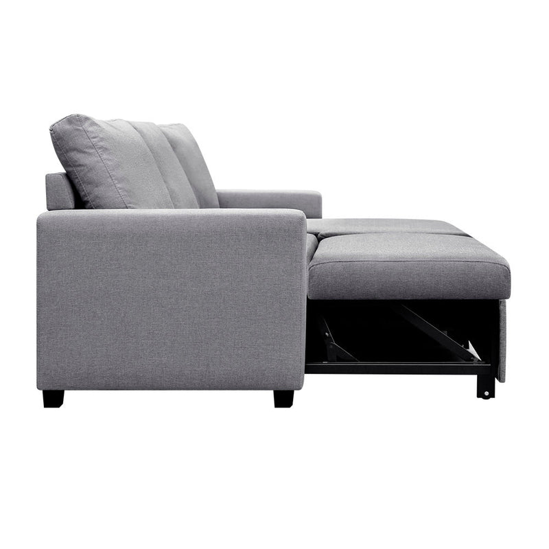 3 Seater Fabric Sofa Bed with Storage - Grey - Furniture > Sofas - Rivercity House & Home Co. (ABN 18 642 972 209) - Affordable Modern Furniture Australia