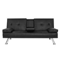 3 Seater Leather Cup Holder Recliner Sofa Bed