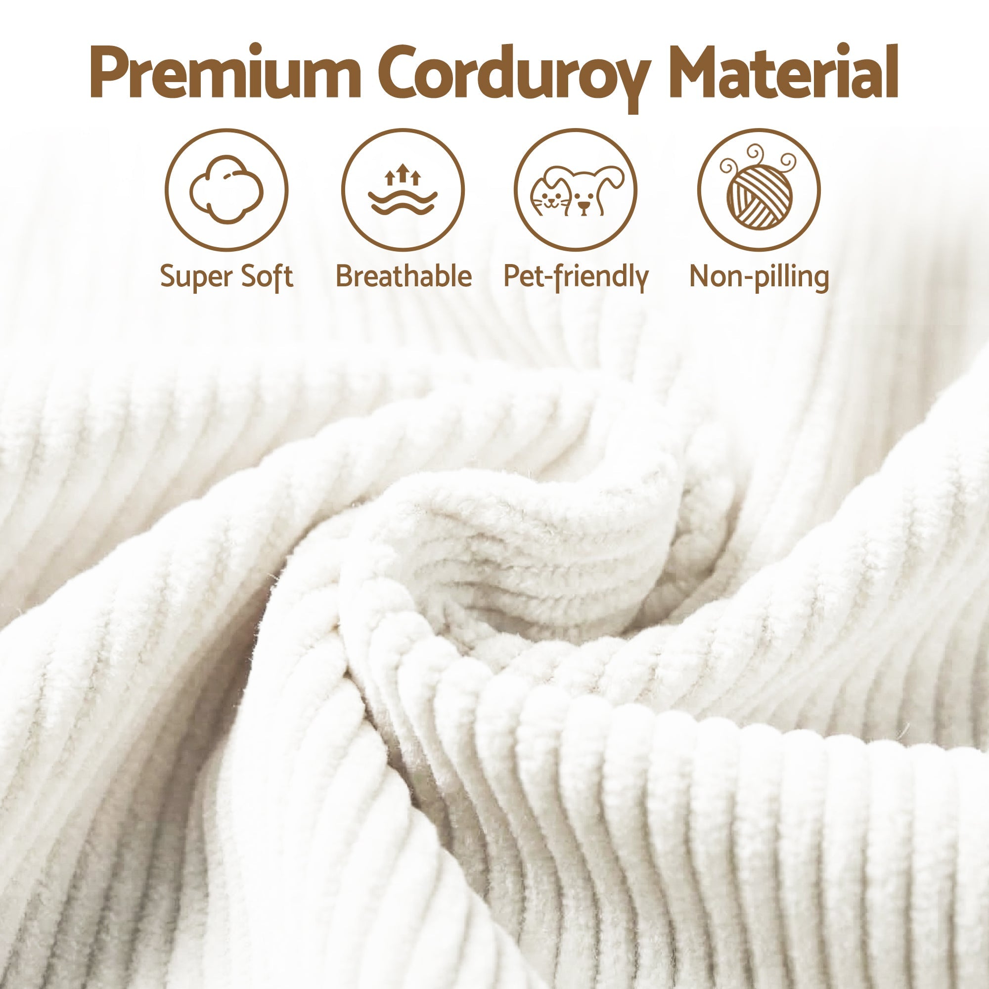 3 Seater Modular Sofa Bed Sectional Boneless Couches for Living Room Corduroy Compressed Sofa White - Furniture > Sofas > Sofas & Sofa Beds - Rivercity House & Home Co. (ABN 18 642 972 209) - Affordable Modern Furniture Australia
