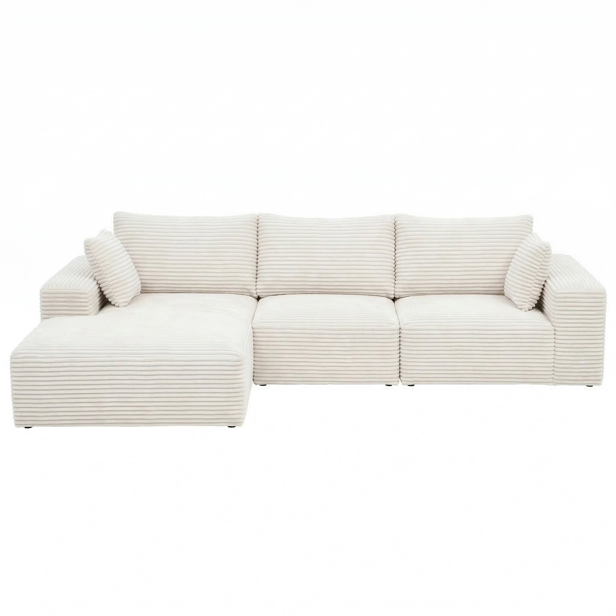 3 Seater Modular Sofa Bed Sectional Boneless Couches for Living Room Corduroy Compressed Sofa White - Furniture > Sofas > Sofas & Sofa Beds - Rivercity House & Home Co. (ABN 18 642 972 209) - Affordable Modern Furniture Australia