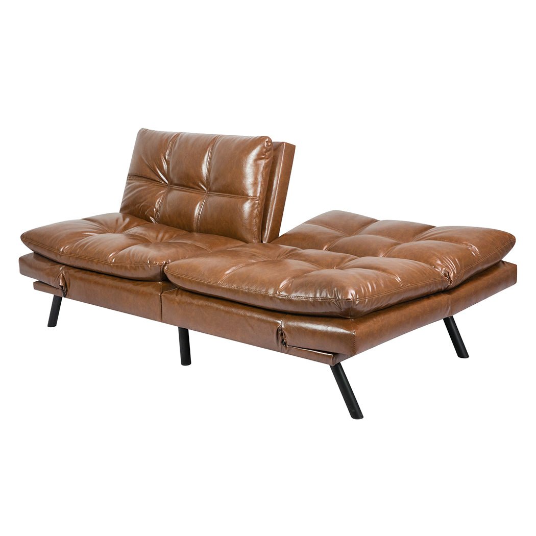 3 - Seater PU Leather Sofa Bed Futon Recliner Lounge - Brown - Rivercity House & Home Co. (ABN 18 642 972 209) - Affordable Modern Furniture Australia