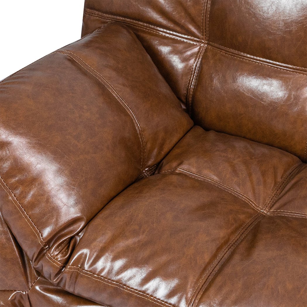 3 - Seater PU Leather Sofa Bed Futon Recliner Lounge - Brown - Rivercity House & Home Co. (ABN 18 642 972 209) - Affordable Modern Furniture Australia