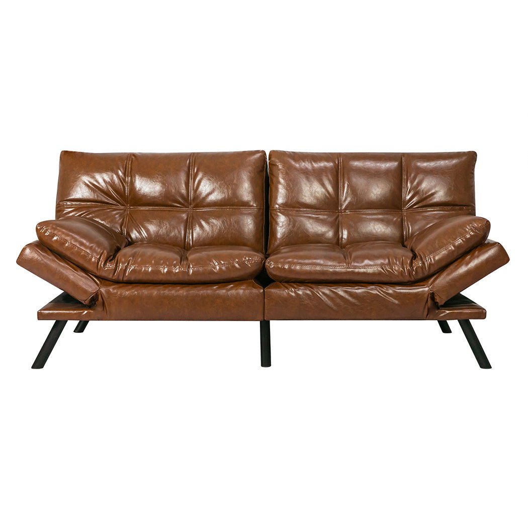 3 - Seater PU Leather Sofa Bed Futon Recliner Lounge - Brown - Rivercity House & Home Co. (ABN 18 642 972 209) - Affordable Modern Furniture Australia