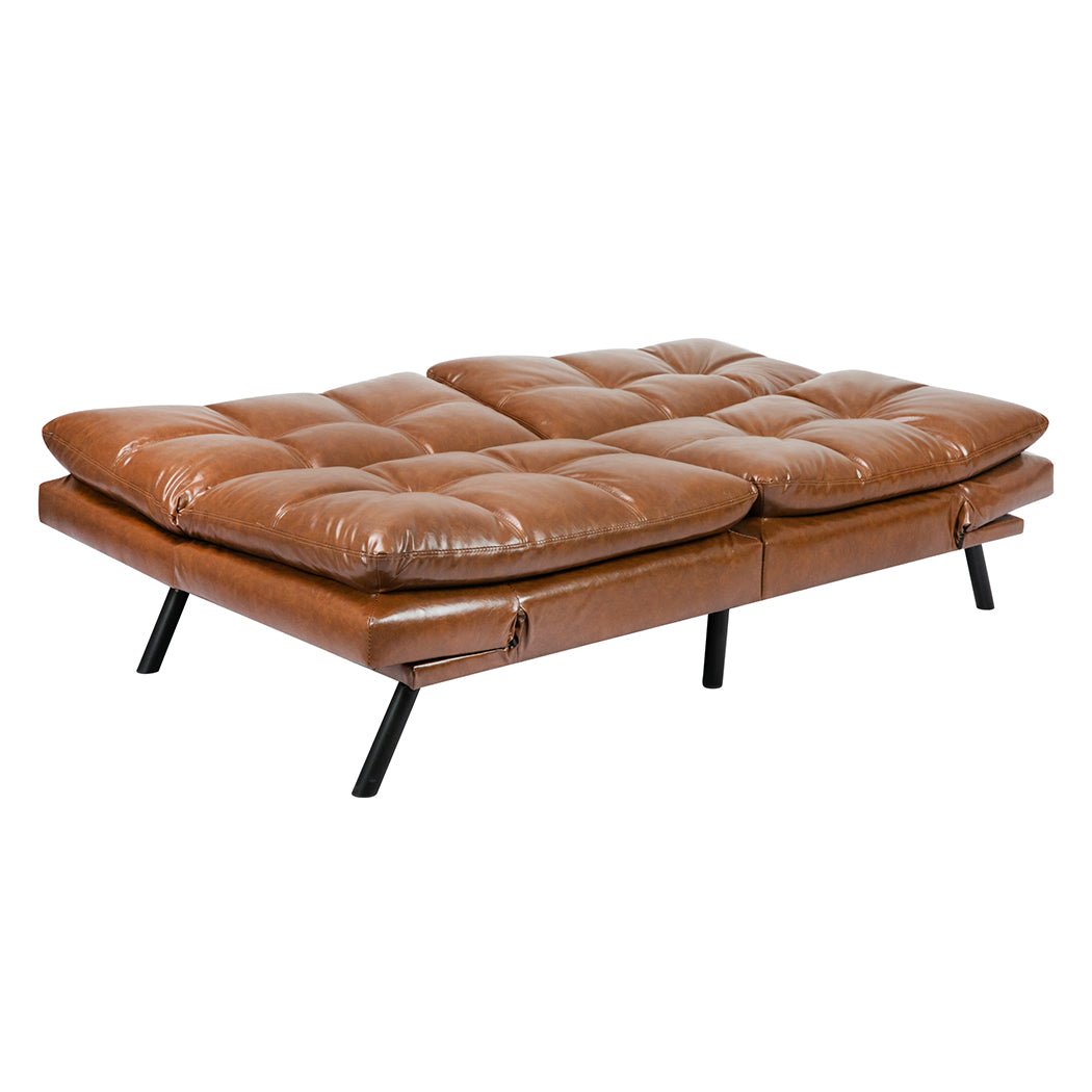 3 - Seater PU Leather Sofa Bed Futon Recliner Lounge - Brown - Rivercity House & Home Co. (ABN 18 642 972 209) - Affordable Modern Furniture Australia