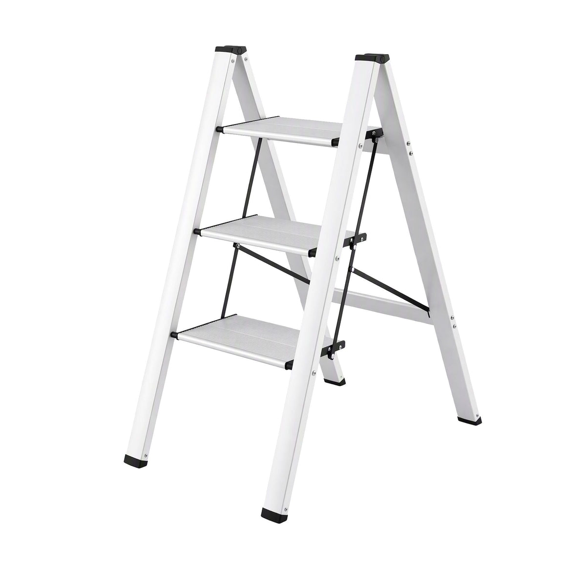 3 Step Folding Aluminium Step Ladder with Platform - Silver - Tools > Industrial Tools > Ladders & Scaffolding - Rivercity House & Home Co. (ABN 18 642 972 209) - Affordable Modern Furniture Australia
