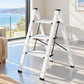 3 Step Folding Aluminium Step Ladder with Platform - Silver