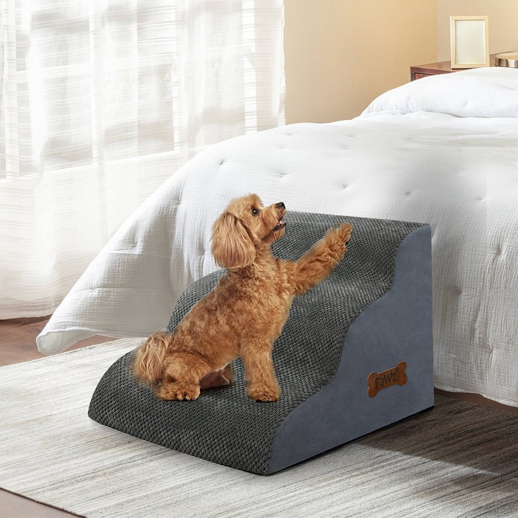 3 - Step High Density Foam Pet Stairs with Non - Slip Surface - Grey - Rivercity House & Home Co. (ABN 18 642 972 209) - Affordable Modern Furniture Australia