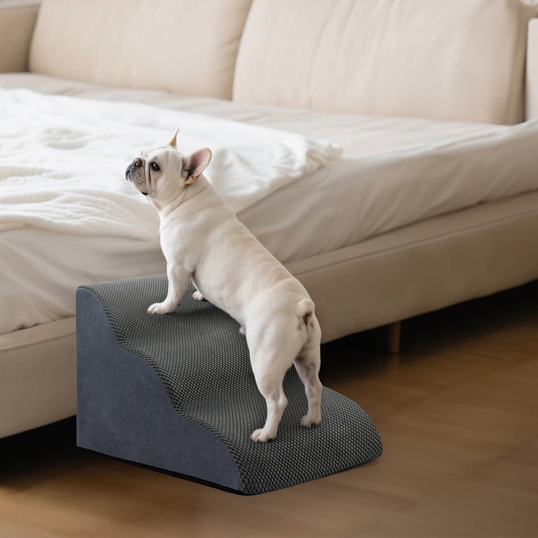 3 - Step Pet Stairs with High - Density Foam and Non - Slip Surface - Grey - Rivercity House & Home Co. (ABN 18 642 972 209) - Affordable Modern Furniture Australia