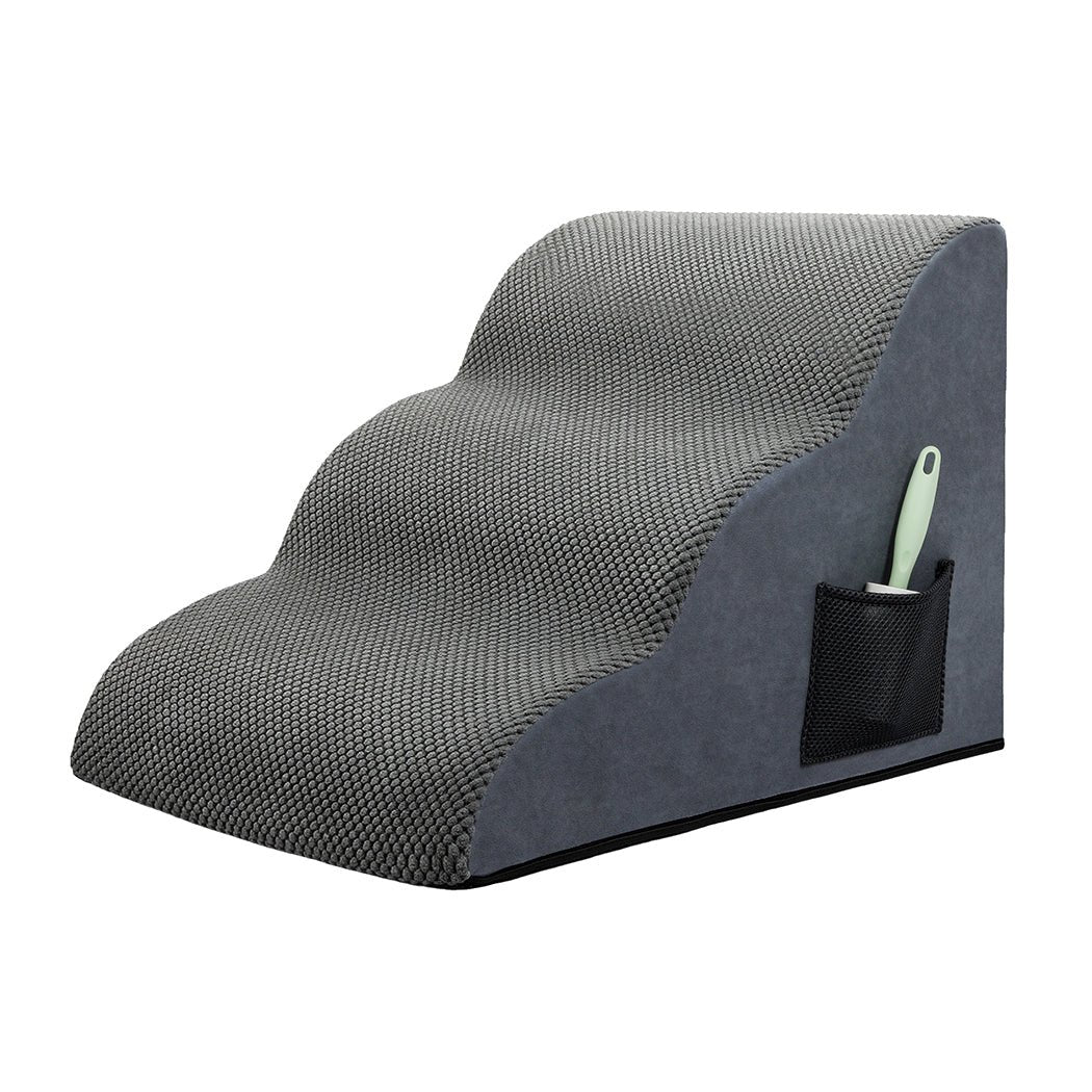 3 - Step Pet Stairs with High - Density Foam and Non - Slip Surface - Grey - Rivercity House & Home Co. (ABN 18 642 972 209) - Affordable Modern Furniture Australia