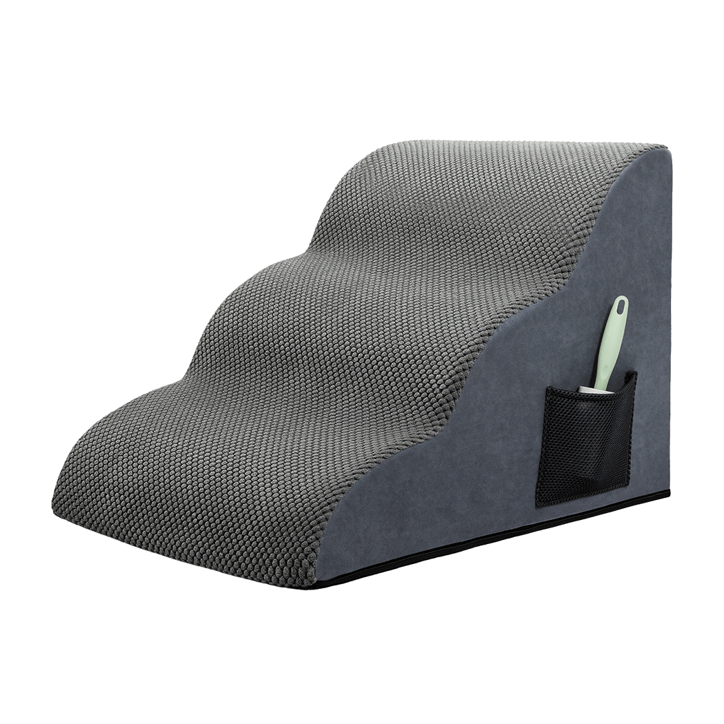 3 - Step Pet Stairs with High - Density Foam and Non - Slip Surface - Grey - Rivercity House & Home Co. (ABN 18 642 972 209) - Affordable Modern Furniture Australia