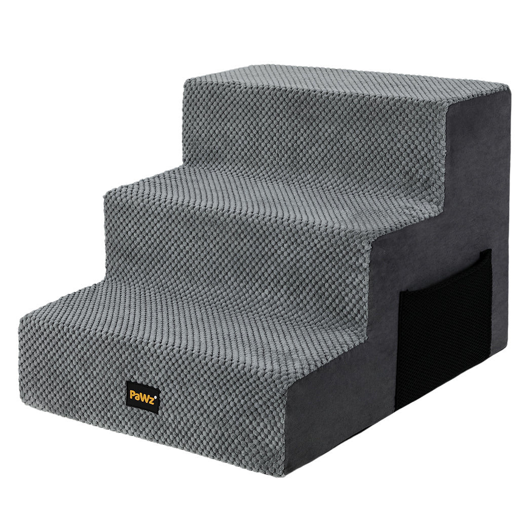 3 - Step Pet Stairs with High - Density Foam Dog Ramp - Grey - Rivercity House & Home Co. (ABN 18 642 972 209) - Affordable Modern Furniture Australia