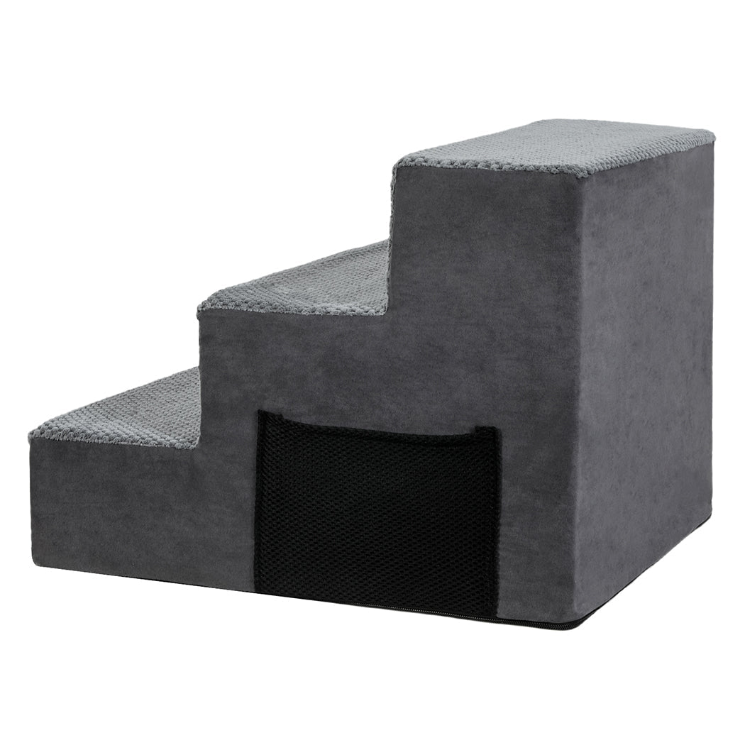 3 - Step Pet Stairs with High - Density Foam Dog Ramp - Grey - Rivercity House & Home Co. (ABN 18 642 972 209) - Affordable Modern Furniture Australia