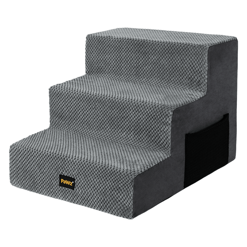 3 - Step Pet Stairs with High - Density Foam Dog Ramp - Grey - Rivercity House & Home Co. (ABN 18 642 972 209) - Affordable Modern Furniture Australia