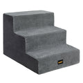 3-Step Pet Stairs with High-Density Foam Dog Ramp - Grey