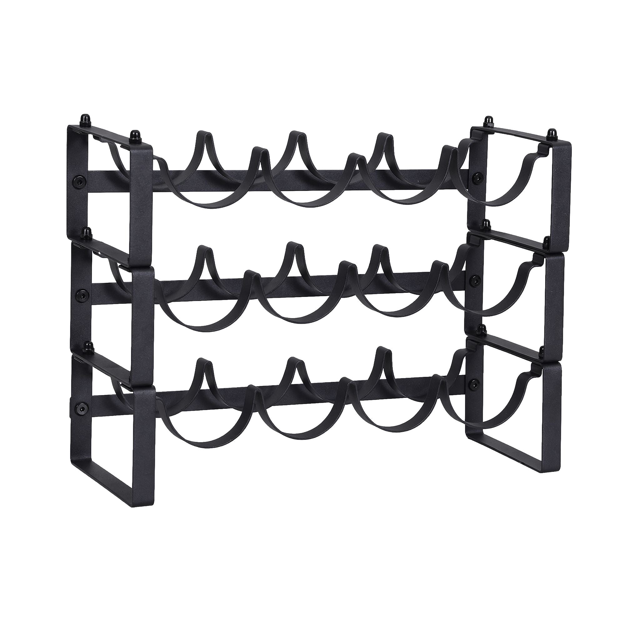 3-Tier 12-Bottle Wine Rack Metal Storage - Black - Furniture > Dining > Wine Racks - Rivercity House & Home Co. (ABN 18 642 972 209) - Affordable Modern Furniture Australia
