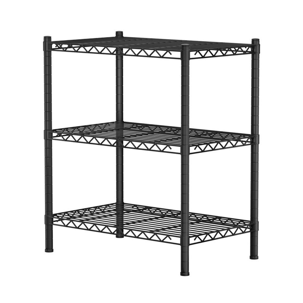 3 - Tier Adjustable Steel Shelving Unit Garage Kitchen Storage Rack - Black - Furniture > Dining > Kitchen & Dining Trolleys - Rivercity House & Home Co. (ABN 18 642 972 209) - Affordable Modern Furniture Australia