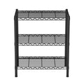 3-Tier Adjustable Steel Shelving Unit Garage Kitchen Storage Rack - Black