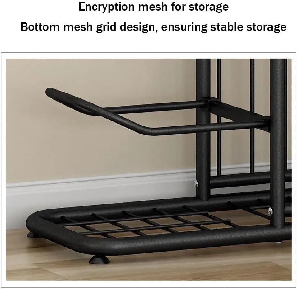 3-Tier Ball Storage Rack with Side Basket Sports Organiser - Black - Home & Garden > Storage > Storage Boxes - Rivercity House & Home Co. (ABN 18 642 972 209) - Affordable Modern Furniture Australia
