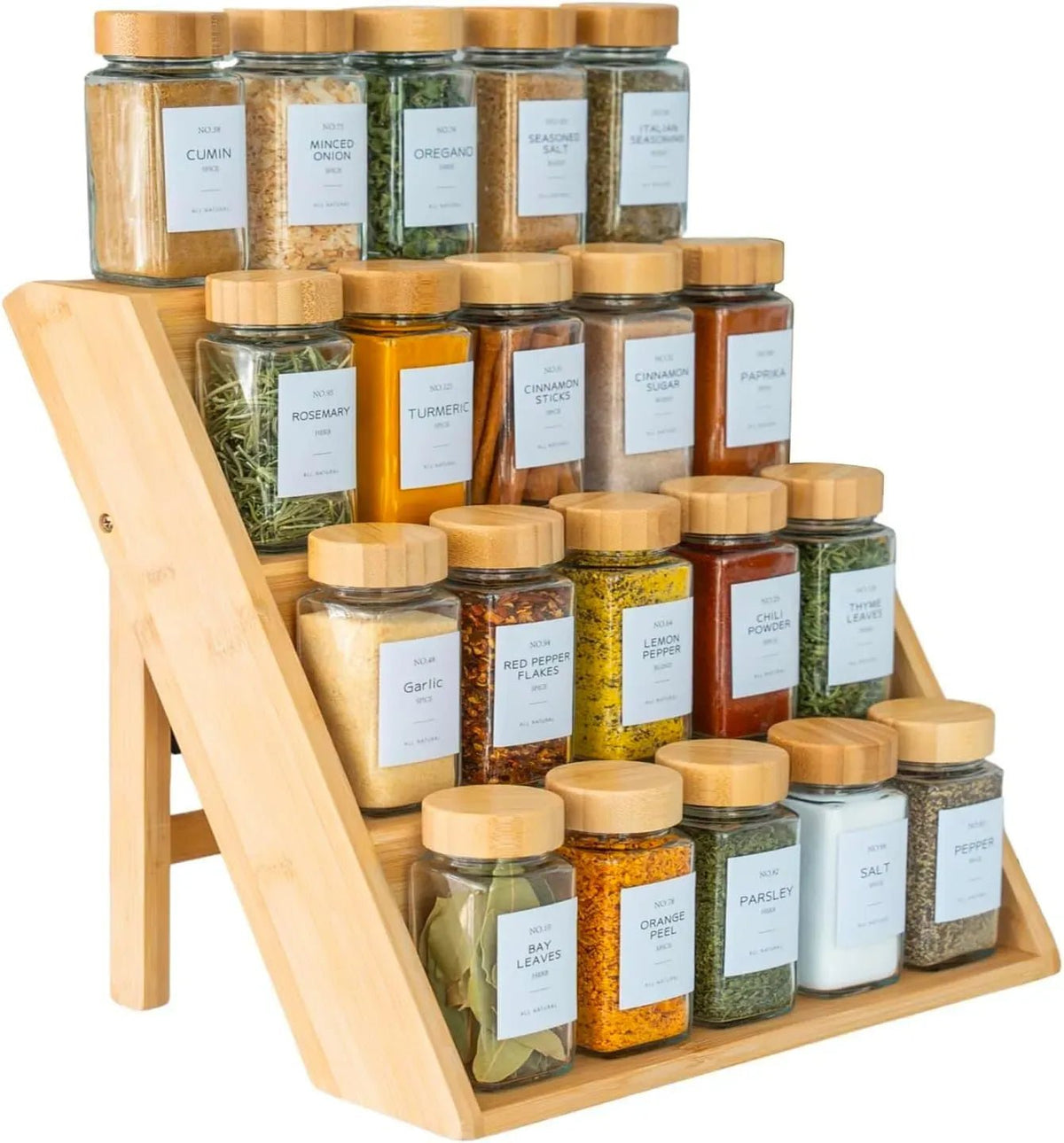 3 Tier Bamboo Spice Rack Countertop Jar Organiser - Natural - Home & Garden > Kitchenware > Food Storage - Rivercity House & Home Co. (ABN 18 642 972 209) - Affordable Modern Furniture Australia