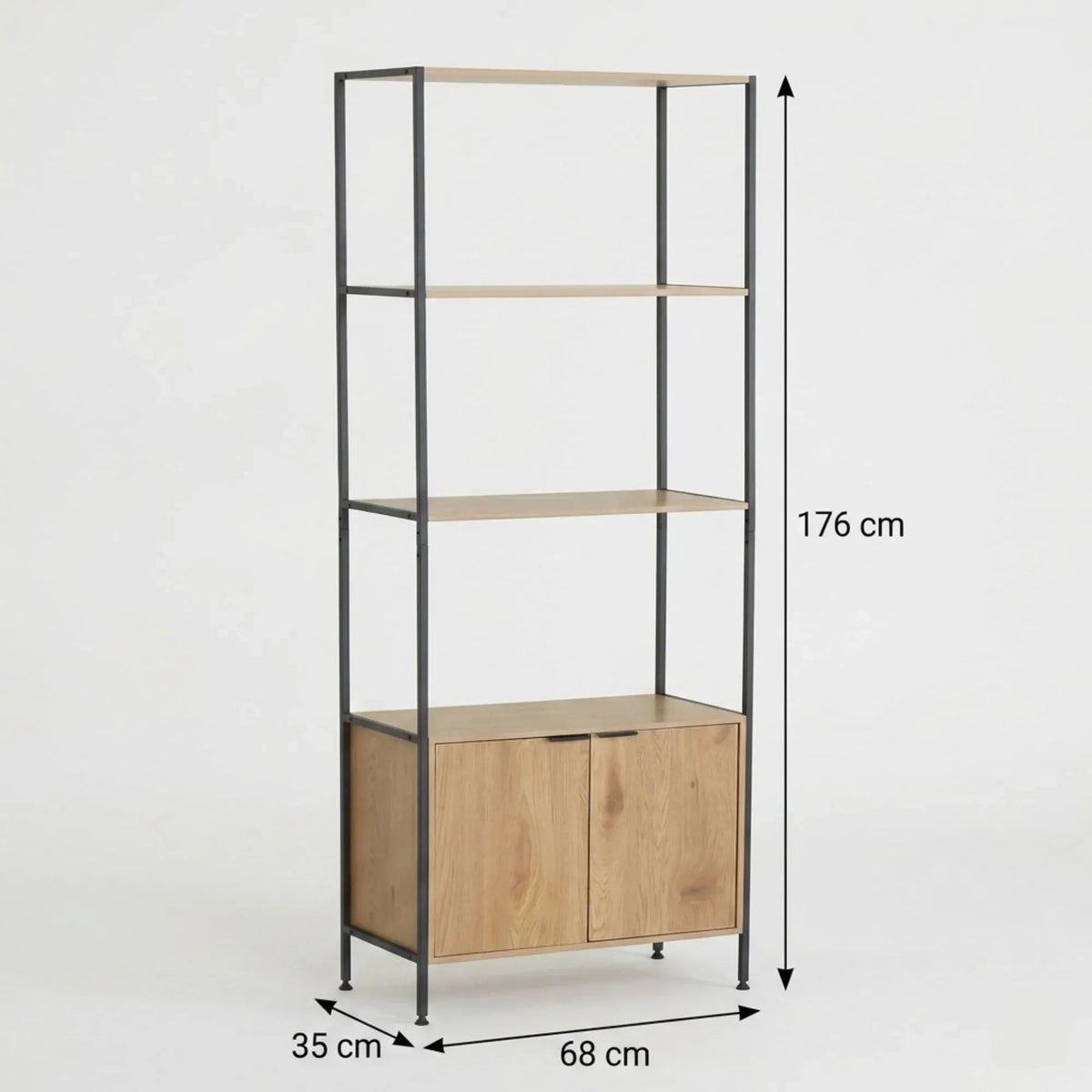 3-Tier Bookcase with Cabinet Storage Shelf - Brown - Home & Garden > Storage > Storage Cabinets & Lockers - Rivercity House & Home Co. (ABN 18 642 972 209) - Affordable Modern Furniture Australia