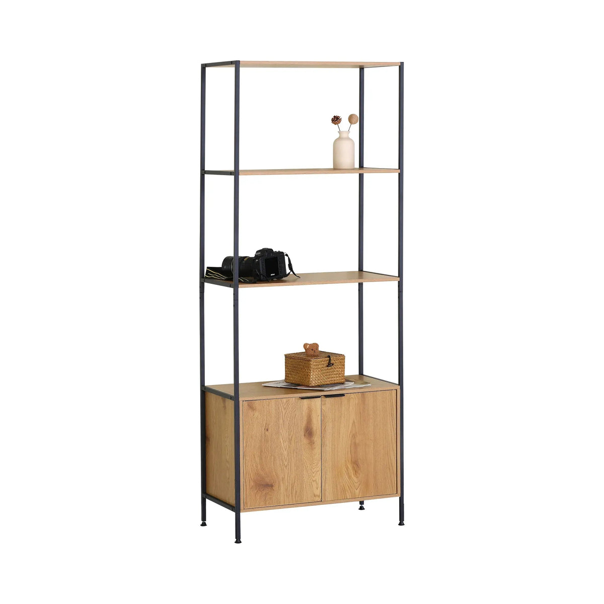 3-Tier Bookcase with Cabinet Storage Shelf - Brown - Home & Garden > Storage > Storage Cabinets & Lockers - Rivercity House & Home Co. (ABN 18 642 972 209) - Affordable Modern Furniture Australia