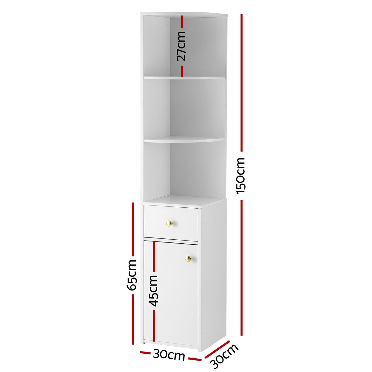 3 Tier Bookshelf with Storage Drawer and Cabinet - White - Furniture > Living Room > Bookcases & Shelves - Rivercity House & Home Co. (ABN 18 642 972 209) - Affordable Modern Furniture Australia