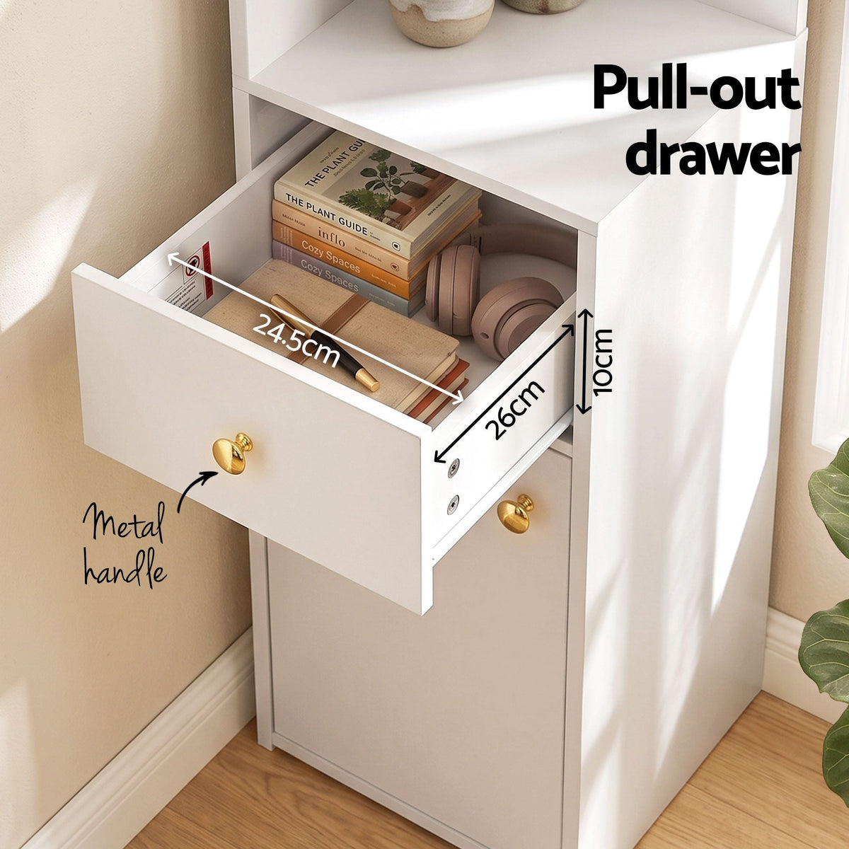 3 Tier Bookshelf with Storage Drawer and Cabinet - White - Furniture > Living Room > Bookcases & Shelves - Rivercity House & Home Co. (ABN 18 642 972 209) - Affordable Modern Furniture Australia
